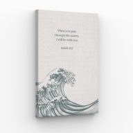 Obraz na Płótnie 40x70cm Izajasz 43,2 Bóg Wiara Tekst Minimalizm Hit