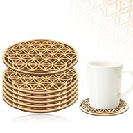 PODKŁADKA POD KUBEK - KWIAT ŻYCIA - DREWNIANA - STRUKTURYZATOR WODY - HIT!