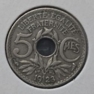 *FRANCJA [0130]*5 centymów 5 CMES 1923 Trzecia Republika Czapka frygijska
