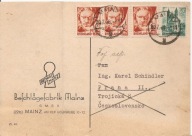 NIEMCY -karta firmowa -znaczki RHEINLAND-PFALZ -obieg 1948 rok