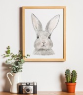Plakat dekoracyjny A3 Zając królik grafika artystyczna do pokoju dziecka