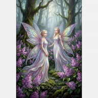 Leśne wróżki obraz na płótnie 55x80 tajemniczy las fantasy mgła kobieta