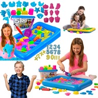 ZESTAW PIASEK KINETYCZNY 5KG PIASKOWNICA DUZY 5KG XXL DLA DZIECI + FOREMKI