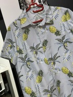 R Koszula hawajska z ananasami jasnoniebieska delikatny materiał M