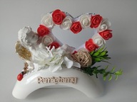 Stroiki Na Cmentarz – Anioł Z Sercem Róże Biel - Czerwień