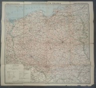 Stara mapa komunikacyjna Rzeczpospolitej Polski z 1945 r SAMOCHODOWA 64x58