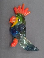 Wspaniała szklana papuga, szkło w stylu Murano 7,5cm, lata 60 nowa (A165)