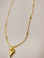 Łańcuszek z dmuchanym sercem złoty stal nierdzewna