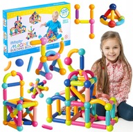 DUŻE KLOCKI MAGNETYCZNE KONSTRUKCYJNE EDUKACYJNE STICKS PATYCZKI 120ele HIT