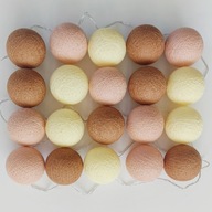 Cotton Balls Brąz Brudny Róż Wanilia Girlanda Lampki Kule 20 LED Na Baterie