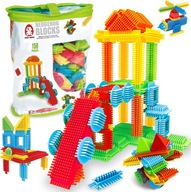 KLOCKI KONSTRUKCYJNE KREATYWNE BUDOWANE MIĘKKIE FIGURY JEŻYKI 150 EL.