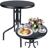 SZKLANY STÓŁ NA BALKON OKRĄGŁY STOLIK OGRODOWY KAWOWY NA TARAS GOTEL