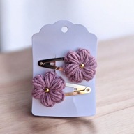 Spinki spineczki do włosów szydełkowy kwiatek 2 szt.