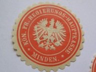 Niemcy Prusy - Królewska Rządowa Kasa Główna w MINDEN - zalepka kasy