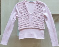 Bluzka różowa imitacja bolerka ażurowy wzór S/M