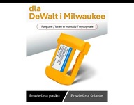 Wieszak uchwyt do akumulatora DeWalt 18v i Milwaukee 18V na pasek na ścianę