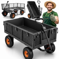 WÓZEK OGRODOWY TRANSPORTOWY PRZYCZEPKA TACZKA KOŁA PLANDEKA 400 KG 100 L
