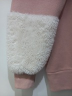 Bershka bluza damska S łososiowa z białym futerkiem