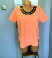 BLUZKA ŁOSOSIOWY NEON 40 ZŁOTA APLIKACJA