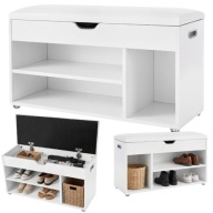 SZAFKA NA BUTY Z SIEDZISKIEM BIAŁA SCHOWEK REGAŁ PÓŁKA BIAŁA SIEDZISKO