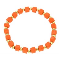 62492 Bransoletka złota stal chirurgiczna koraliki kostki 6 mm