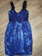 Sukienka 36 S wieczorowa wesele wizytowa cekiny granatowa klasyczna