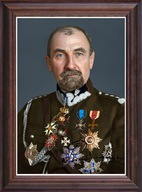 Obraz Tadeusz Rozwadowski portret z podpisem w drewnianej ramie ze szkłem