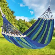 HAMAK OGRODOWY DWUOSOBOWY XXL 260x150 2 Osobowy Turystyczny Z DRĄŻKIEM DUŻY