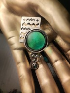 Duży srebrny wisior Hałatek zawieszka 925 szkło lupka wodnik Kraków PRL