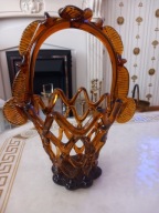 Rękodzieło artystyczne koszyk szkło bursztynowe