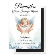 PAMIĄTKA CHRZTU ŚWIĘTEGO magnes „Aniołek w Dłoniach” z tekstem + OPAKOWANIE