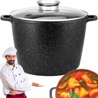 DUŻY GARNEK MARMUROWY Z POKRYWKA INDUKCJA GAZ NON-STICK AROMA KNOB 28cm 10L