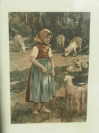 Pasterka owiec - stara grafika, fotograwiura.