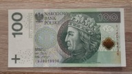 100 zł 2012 seria AJ stan 1 (UNC)