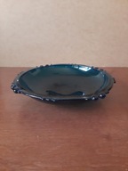 Kobaltowa szklana płaska patera np. na owoce | vintage