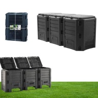 KOMPOSTOWNIK OGRODOWY DUŻY 3-KOMOROWY 1200L PROSPERPLAST CZARNY