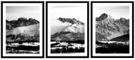 Obrazy w ramie TATRY PANORAMA TRYPTYK czarno białe 100x43