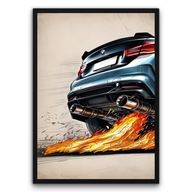 Plakat z ramą 21x30 cm Wydech Samochodu Motoryzacja | Pomysł na Prezent