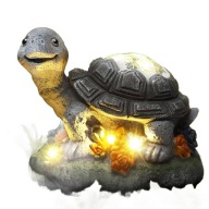 Figurka ogrodowa żółw z podświetleniem LED dekoracyjna solarna 15x17cm