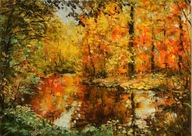 Jesienny park" obraz olejny na płótnie 30x40cm , oryginał Garncarek Al,,,