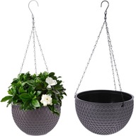 DONICZKA WISZĄCA NA KWIATY KWIETNIK ELEGANCKA NA BALKON TARAS SZARA 26cm