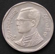 Tajlandia 5 baht batów - król Rama IX - stan 1/2