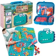 KLOCKI KONSTRUKCYJNE WKRĘTARKA WALIZKA DINOZAUR 228EL MOZAIKA UKŁADANKA 2W1