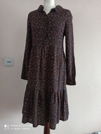 IN FRONT SUKIENKA BOHO Z FALBANĄ kwiatki S-36