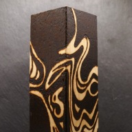 DREWNIANY RĘCZNIE WYPALANY ŚWIECZNIK - DYM - HANDMADE -pirografia -tealight