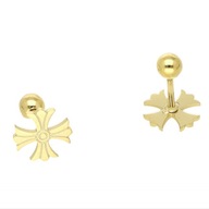 65684 Kolczyki złota stal chirurgiczna piercing krzyżyk