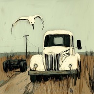 Retro vintage samochód, obraz na płótnie 58x58 pole mewa wieś do salonu