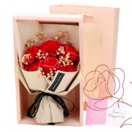 BUKIET ZAPACHOWYCH KWIATÓW MYDLANYCH W PUDEŁKU 6 SZT., FLOWER BOX