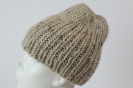 Wełniana czapka ESKIMOS AL - rękodzieło, sand tweed, piasek, beżowa, wełna