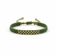 Bransoletka tkana z koralików Miyuki etno zielona złota